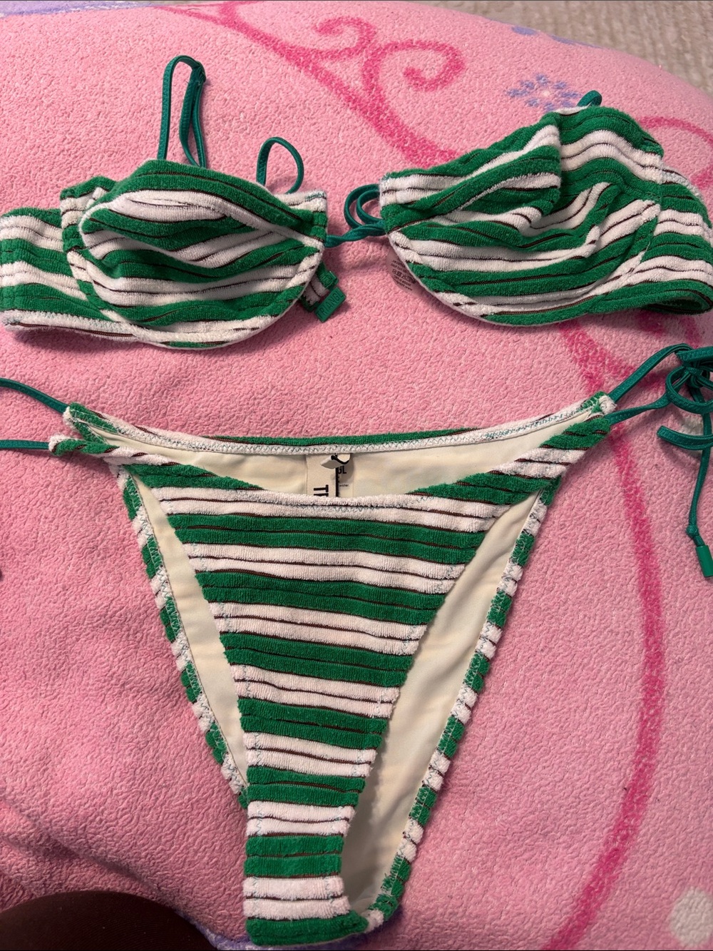 triangl swimwear Green and White Striped Bikini Set